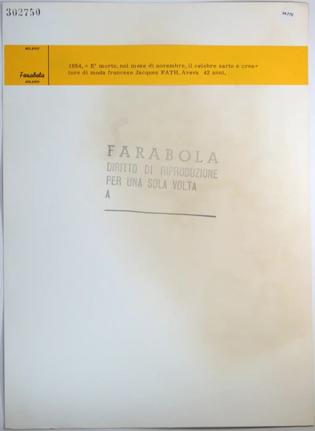 Jacques Fath Ft 34772 - Stampa 30x24 cm - Farabola Stampa ai sali d'argento