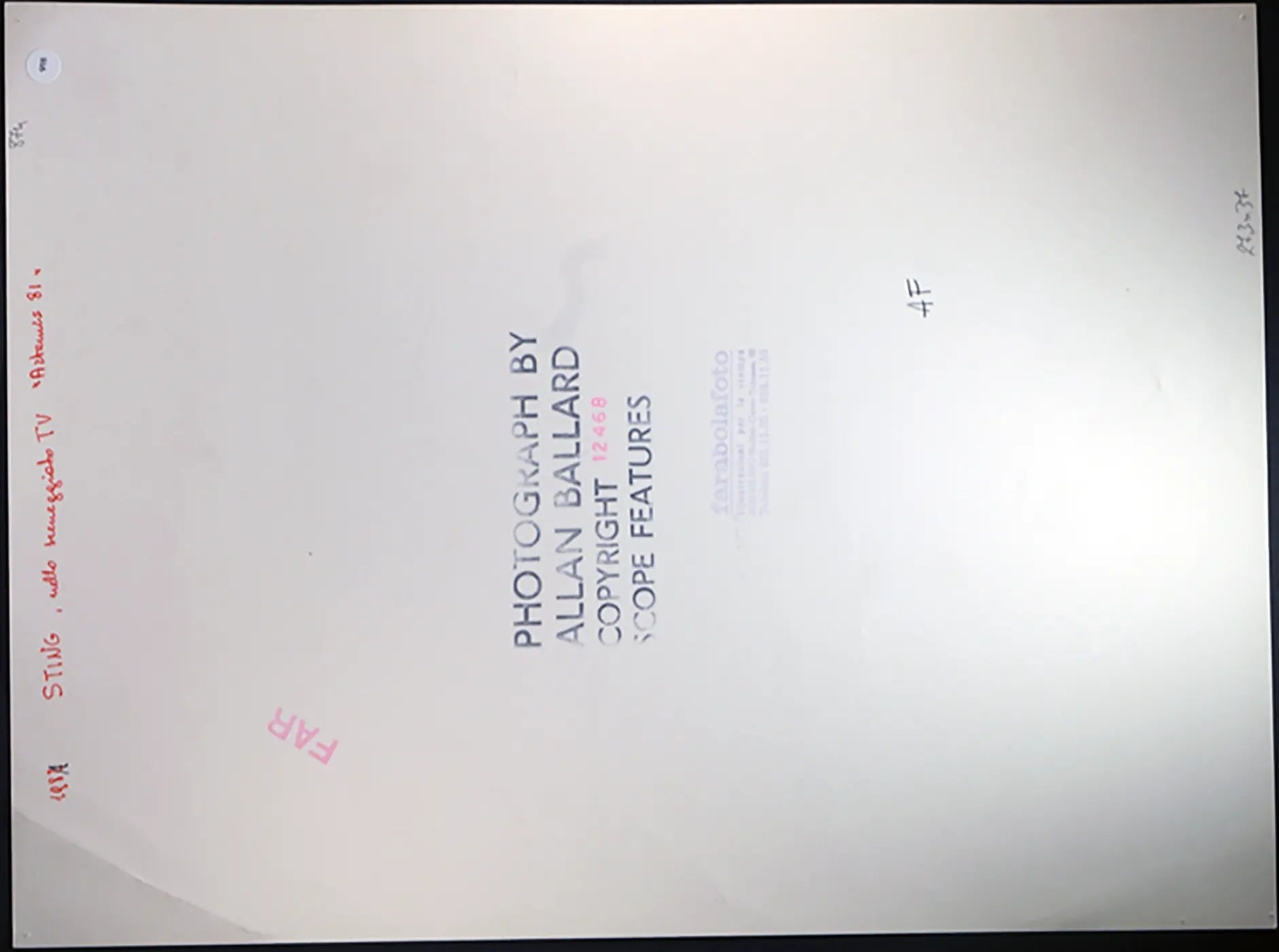 Sting anni 80 Ft 918 - Stampa 27x37 cm - Farabola Stampa ai sali d'argento