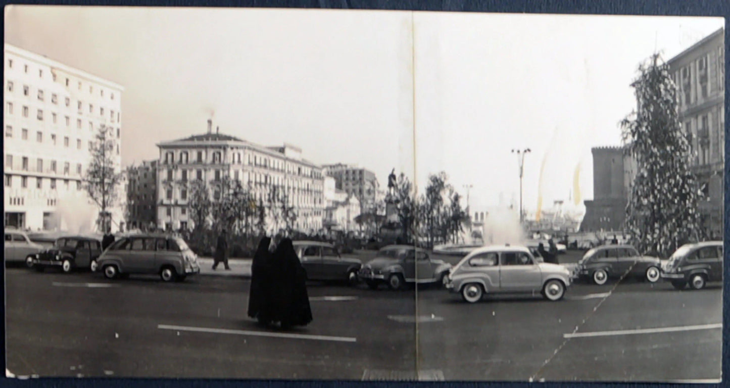 Piazza Municipio Napoli 1956 Ft 1269 - Stampa 21x11 cm - Farabola Stampa ai sali d'argento