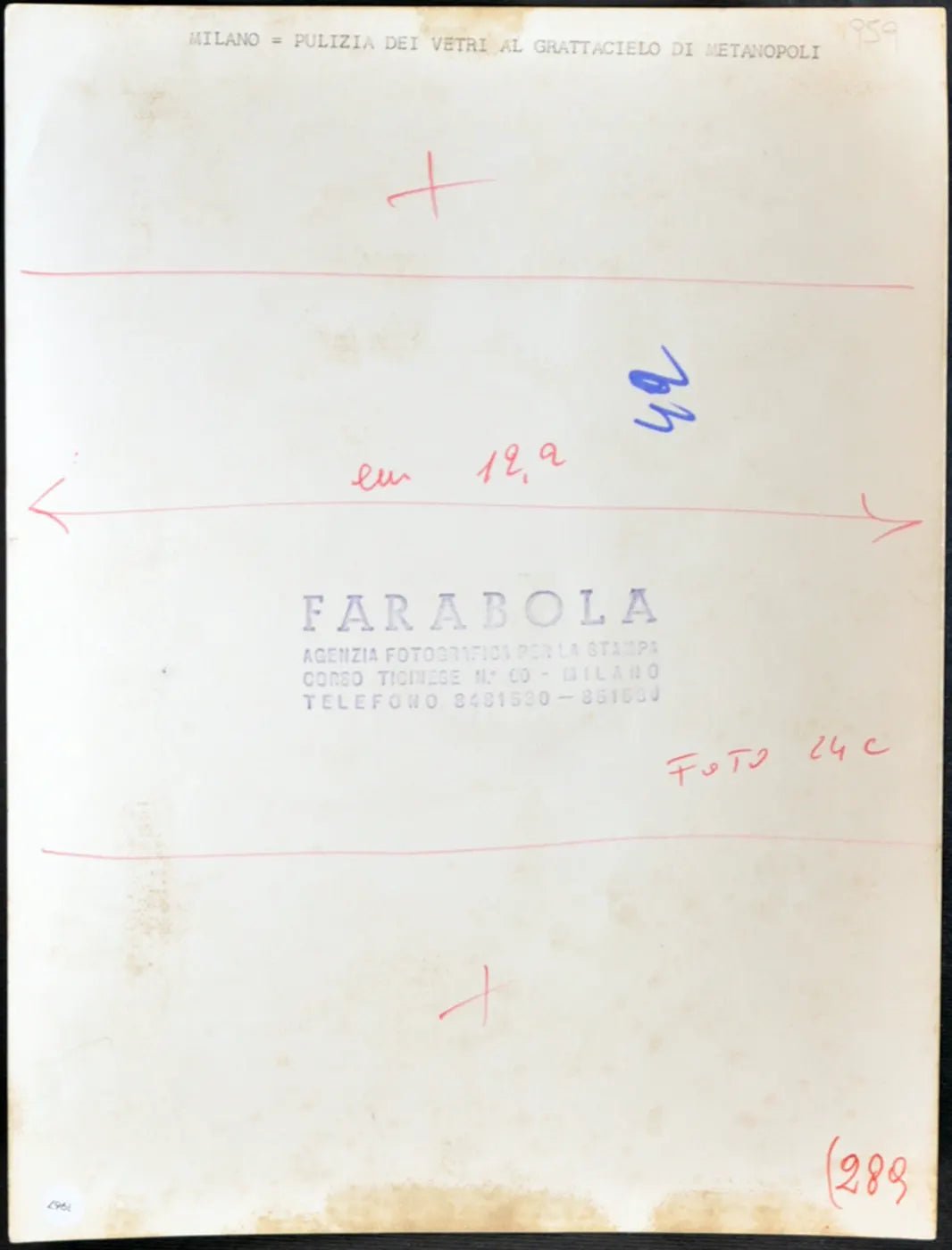 Pulizia vetri Grattacielo Metanopoli Ft 1967 - Stampa 21x27 cm - Farabola Stampa ai sali d'argento