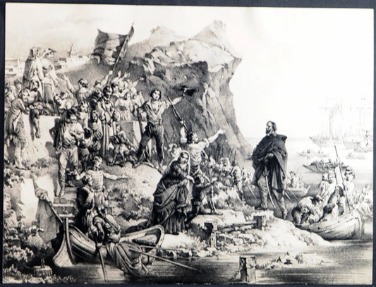 Sbarco di Giuseppe Garibaldi a Marsala Ft 1391 - Stampa 24x18 cm - Farabola Stampa ai sali d'argento