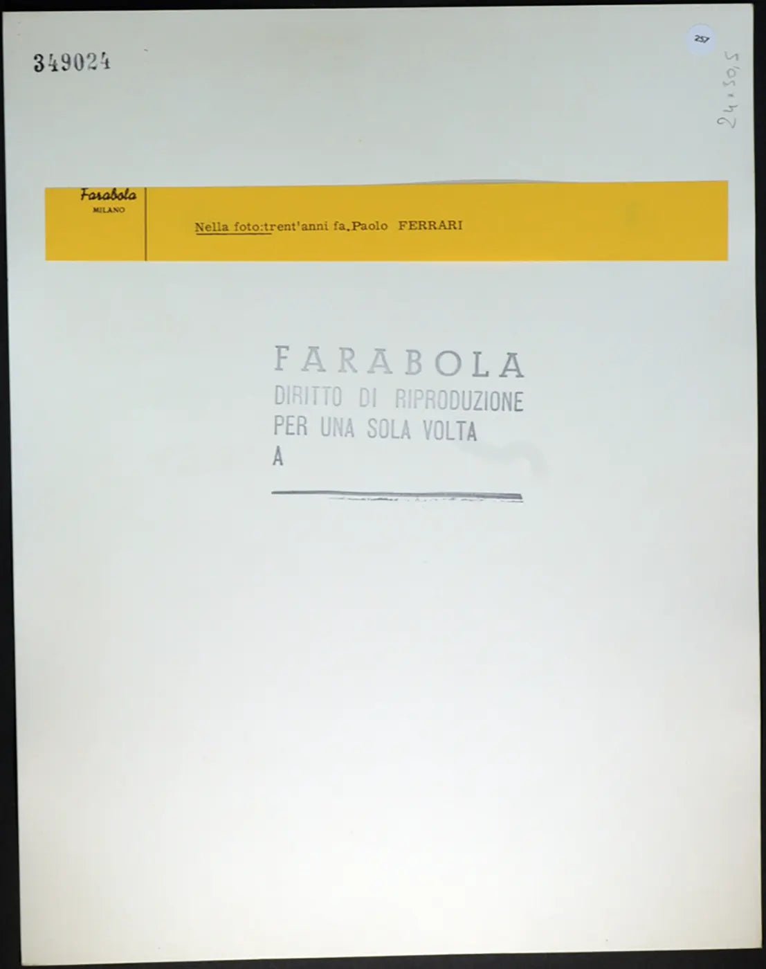 Paolo Ferrari anni 40 Ft 257 - Stampa 30x24 cm - Farabola Stampa ai sali d'argento