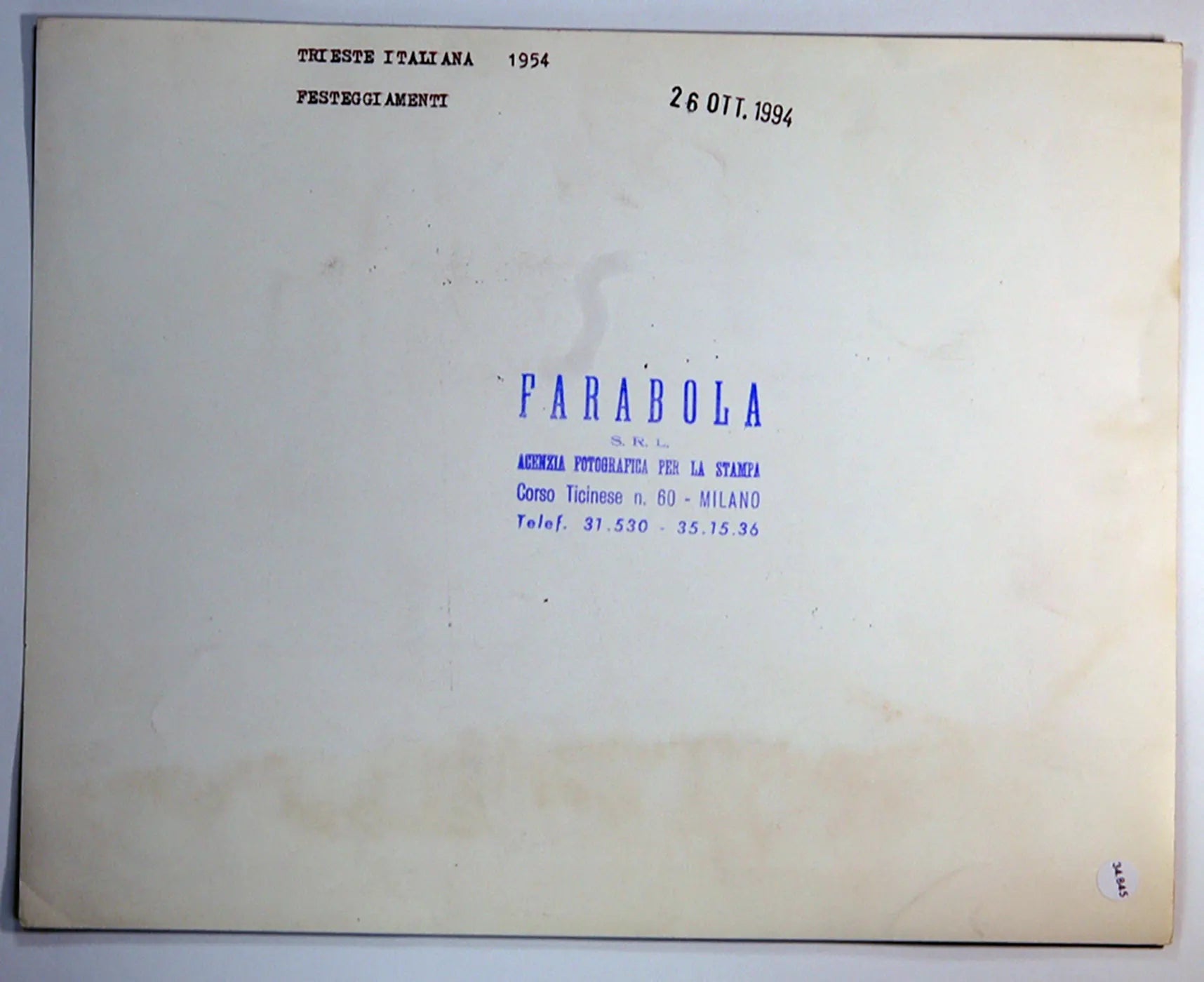 Trieste italiana Festeggiamenti 1954 Ft 34845 - Stampa 21x27 cm - Farabola Stampa ai sali d'argento