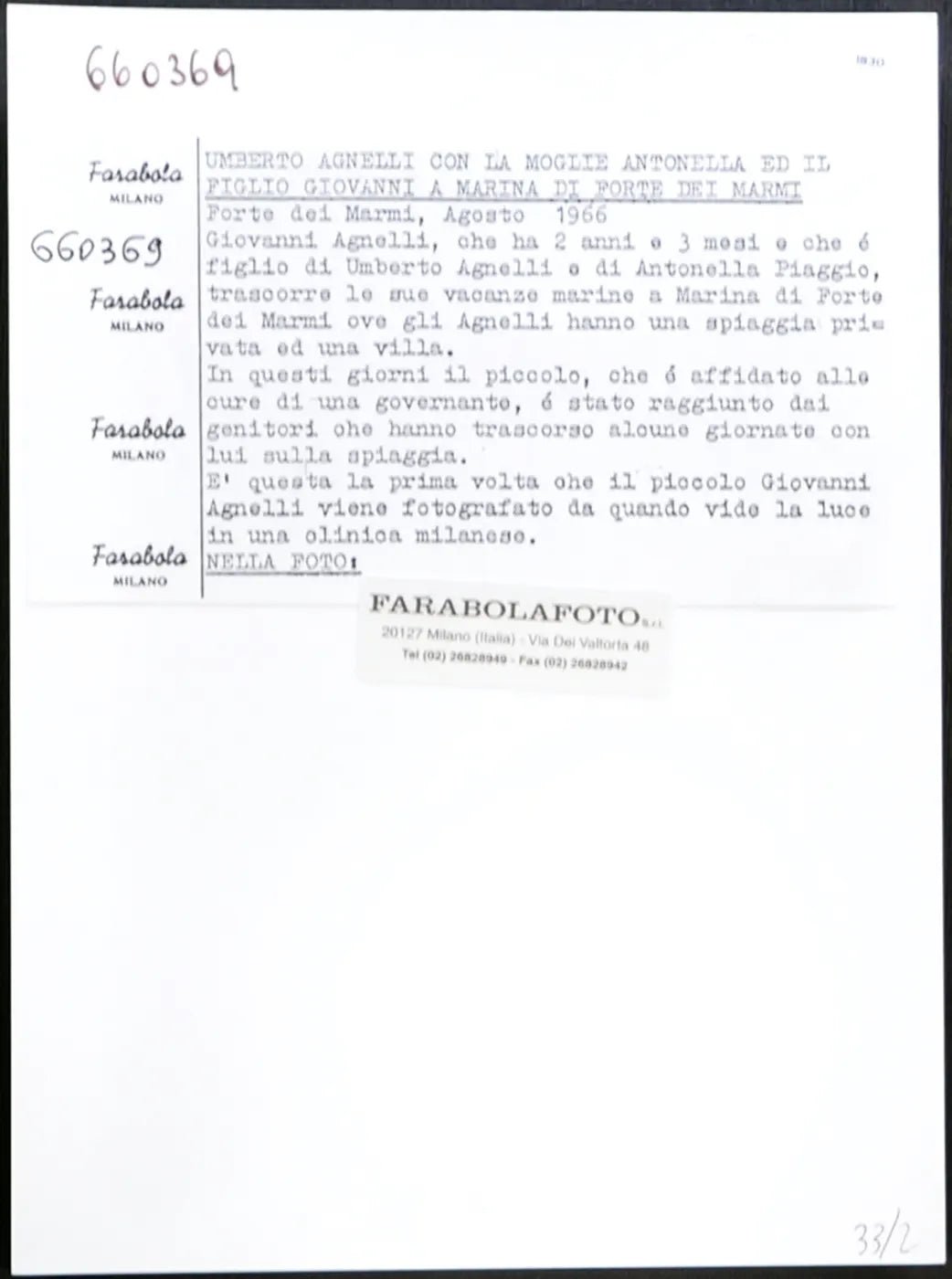 Umberto e Giovanni Agnelli 1966 Ft 1830 - Stampa 24x18 cm - Farabola Stampa ai sali d'argento