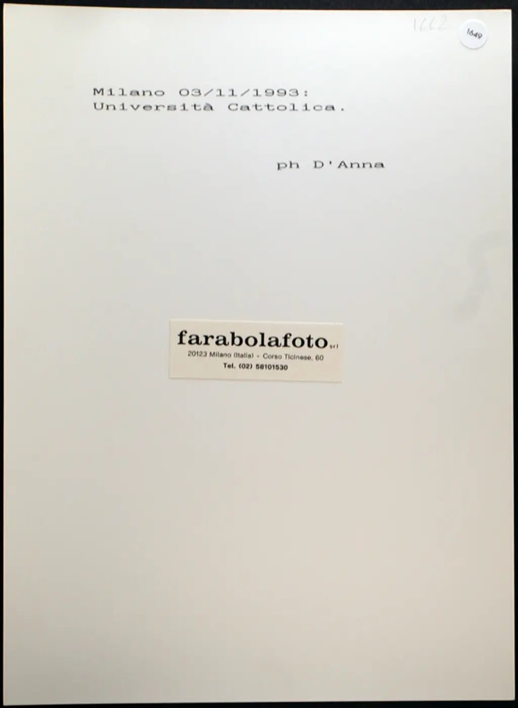 Università Cattolica 1993 Ft 1649 - Stampa 24x18 cm - Farabola Stampa ai sali d'argento