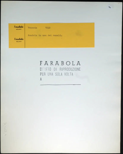 Venezia Gondola in un canale 1932 Ft 426 - Stampa 30x24 cm - Farabola Stampa ai sali d'argento